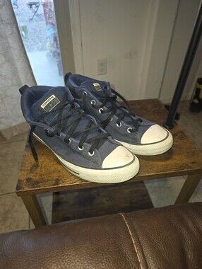 Converse Men’s Navy and White Canvas High-Top Sneakers